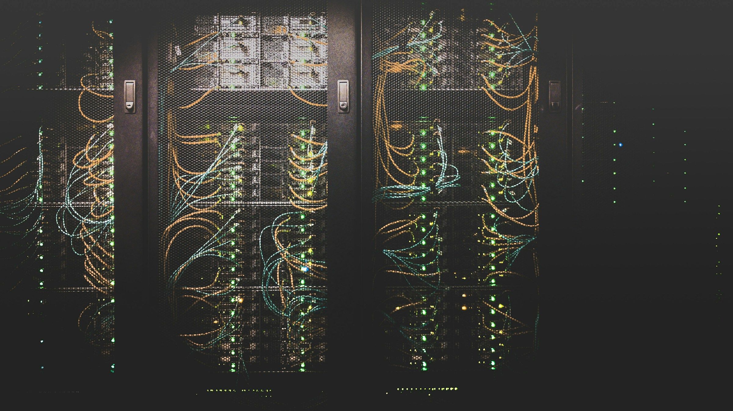 Network cabling connected to switching equipment in a data center