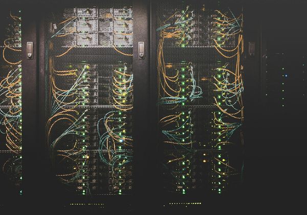 Network cabling connected to switching equipment in a data centre